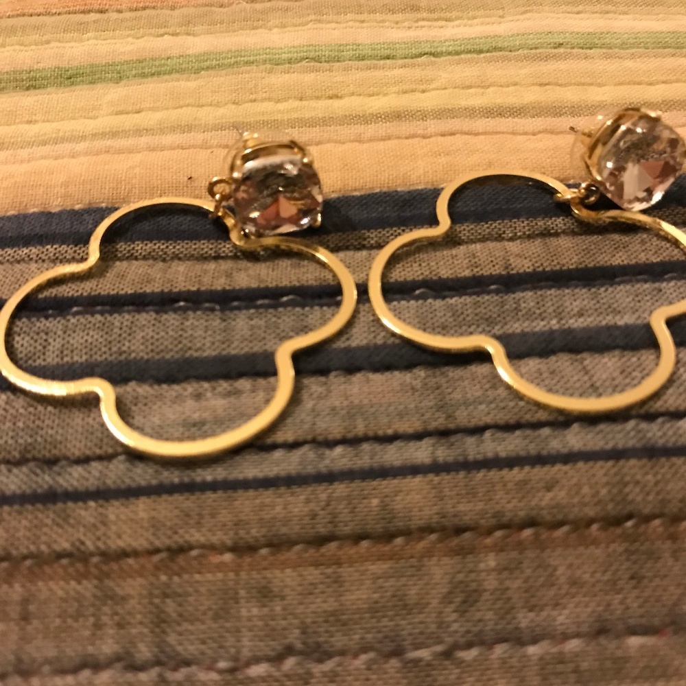 gold/faux diamond hoop earrings